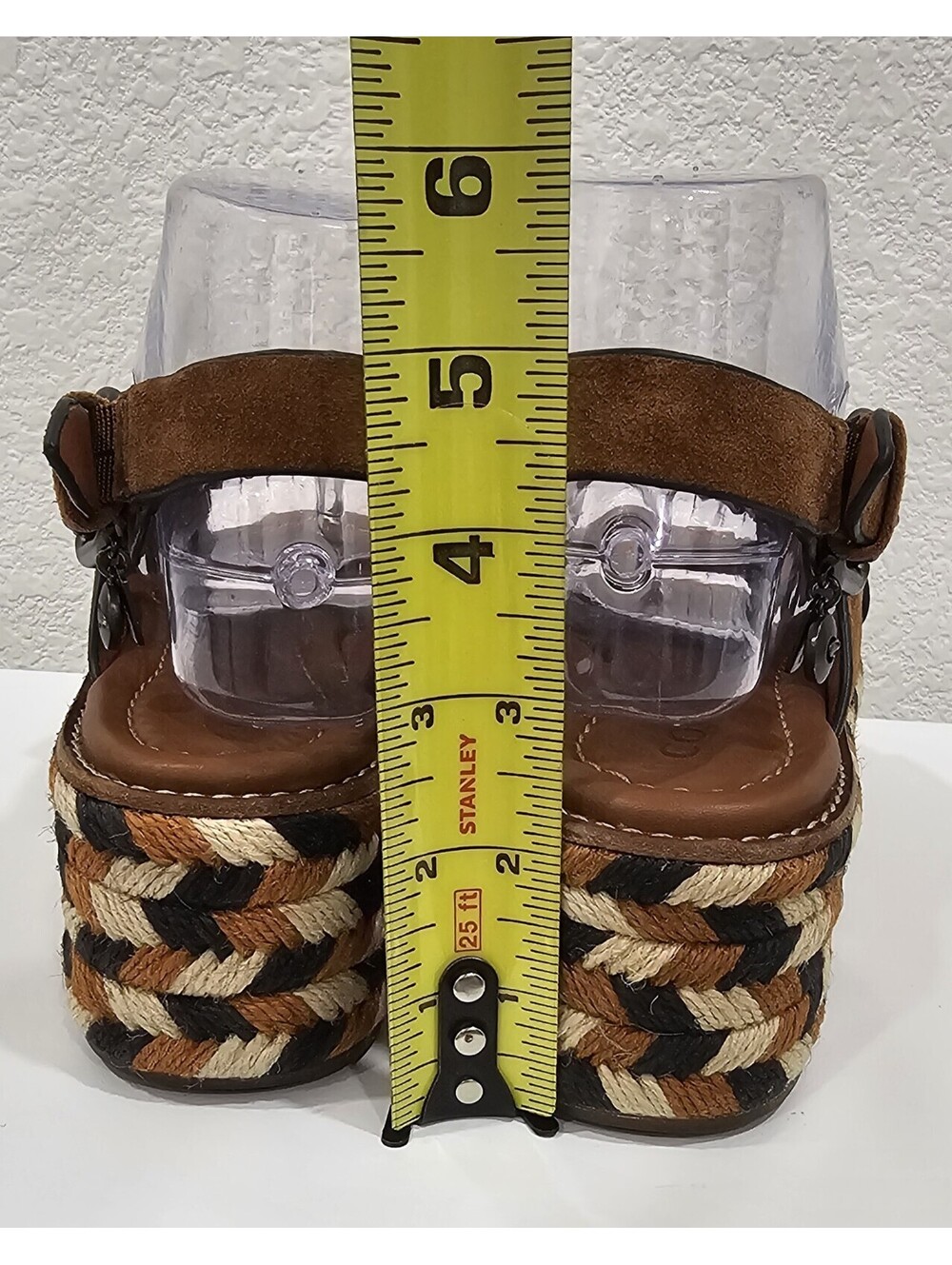 COACH Women's Suede Platform Wedge Sandals Brown Size US 6 B - Picture 6 of 15
